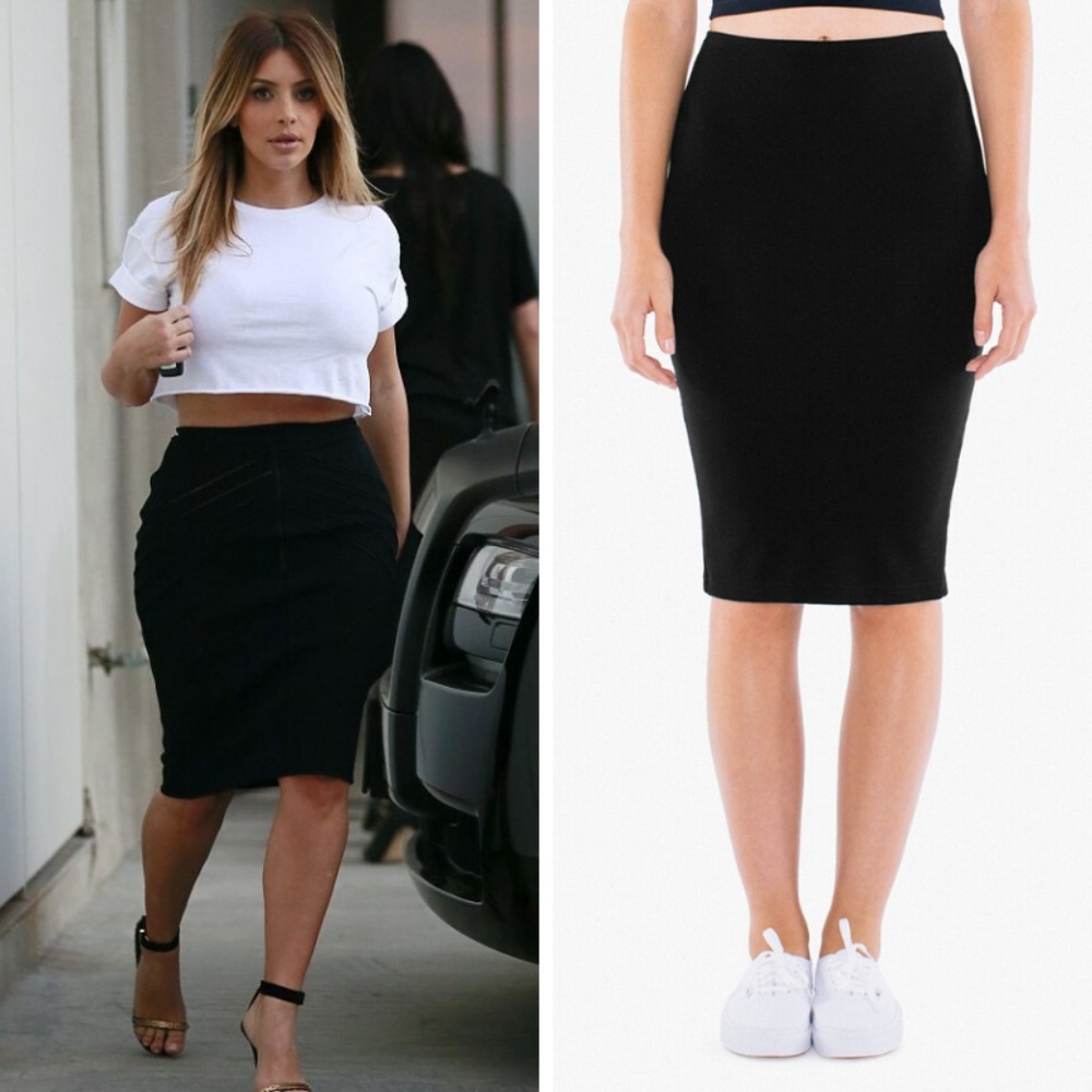American Apparel Black Mid Length Ponte Skirt XS